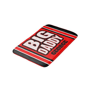 Big Daddy (Your Name) Red White Back Bath Mat