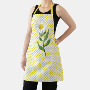 Big Daisy on Yellow Polka Dots Apron