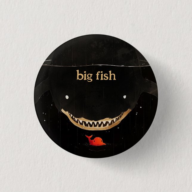 Big Dark Shark 1 Inch Round Button (Front)