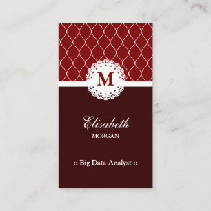 Big Data Analyst Elegant Brown Lace Pattern Business Card
