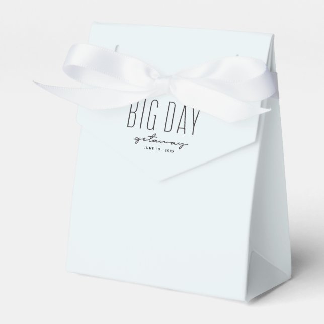 Big day getaway ocean blue destination wedding favor box (Front Side)