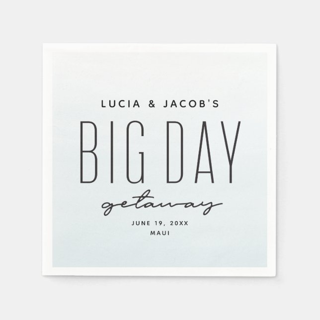 Big day getaway ocean blue destination wedding napkin (Front)