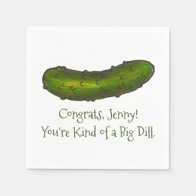 Big Deal Dill Pickle Congratulations Crunchy Green Napkin (Front)