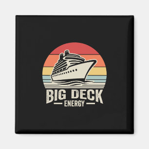 Big Deck Energy Retro Sunset Cruise Fun Magnet