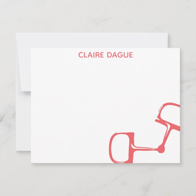 Big Dee Snaffle Bit Horse Note Card - Coral (Front)