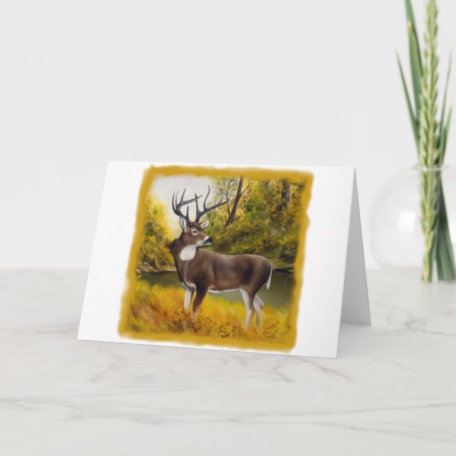 Big Deer standing in grove on customizable product Holiday Card (Front)