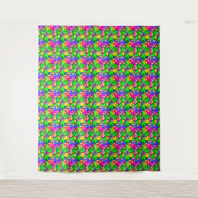 "BIG DESIGN GREEN BLUE RED MIXED COLOURS  TAPESTRY (Front)