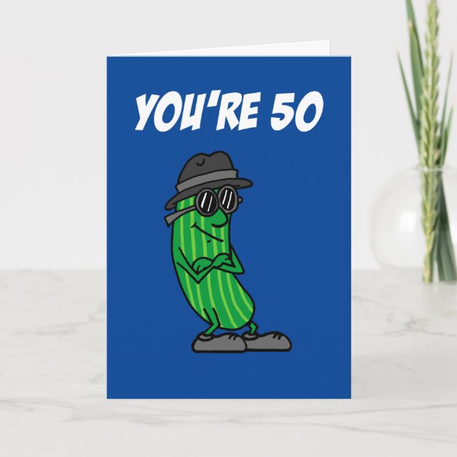 Big Dill 50th Birthday Pickle Pun Card (Front)