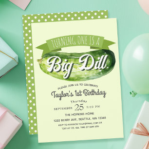 Big Dill Pickle Kids 1st Birthday  Invitation