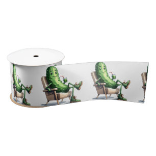 Big Dill Pickle Sitting In a Chair Satin Ribbon