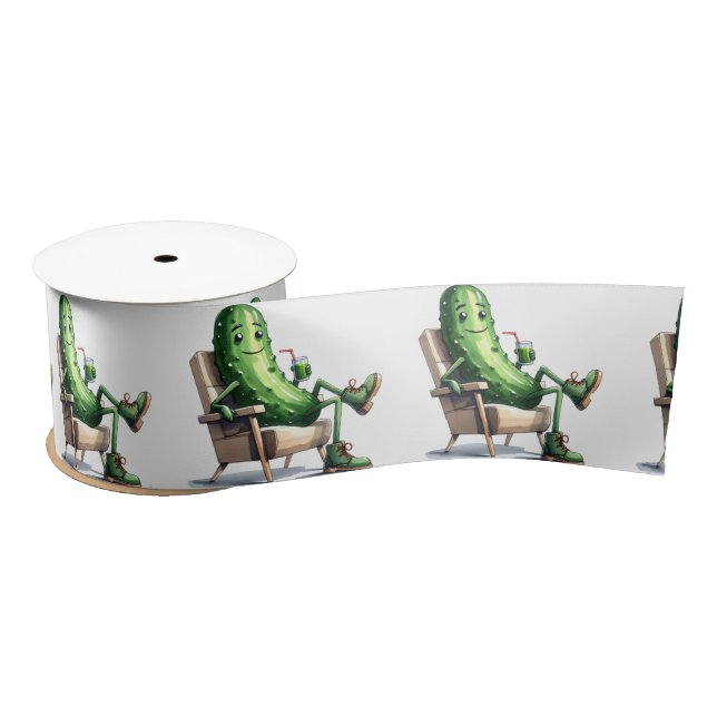 Big Dill Pickle Sitting In a Chair Satin Ribbon (Spool)