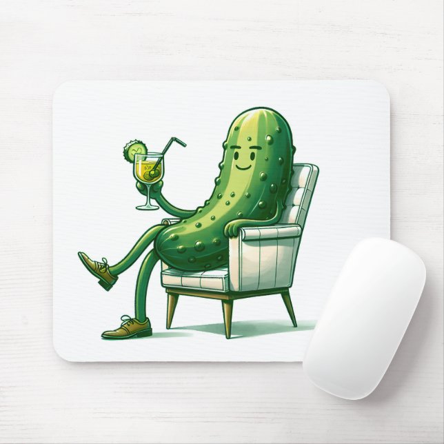 Big Dill Pickle With a Cocktail Mouse Pad (With Mouse)