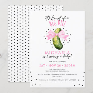 Big Dill Watercolor Coquette Pickle Baby Shower Invitation