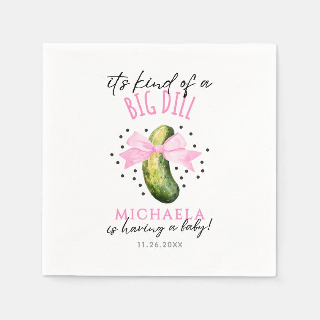 Big Dill Watercolor Coquette Pickle Baby Shower Napkin (Front)
