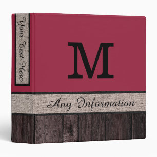 Big dip o'ruby Colour Rustic Look Wood Monogram Binder