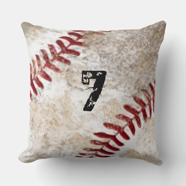 Big Dirty Baseball Throw Pillow MONOGRAM or NUMBER (Front)