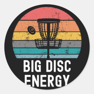Big Disc Energy Funny Retro Vintage Disc Golf Love Classic Round Sticker
