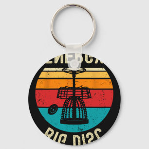 Big Disc Energy Funny Retro Vintage Disc Golf Love Keychain