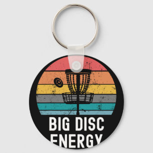 Big Disc Energy Funny Retro Vintage Disc Golf Love Keychain