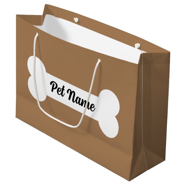 Big dog bone custom gift bag for new pet owner (Front Angled)
