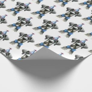 Big Dog in a Tiny Birthday Hat and Bowtie Wrapping Paper