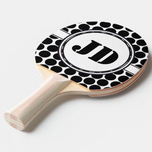 BIG DOTS black + your backgr. & text Ping Pong Paddle