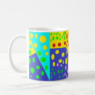 Big dots bright colour blue yellow red purple coffee mug