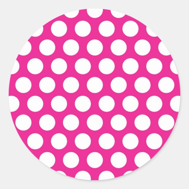 Big Dots on Hot Pink Design Classic Round Sticker (Front)
