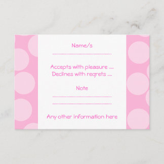 Big Dots Pattern. Pale Pink and Candy Pink. RSVP Card