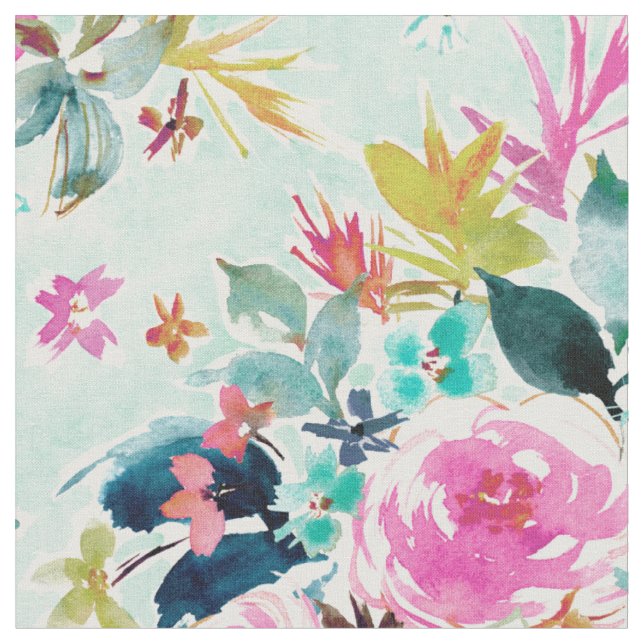 BIG DREAMS Mint Pink Floral Fabric (Close Up)