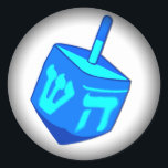 Big Dreidel Fade to Black Round Stickers<br><div class="desc">A big blue dreidel for reminds everybody that the holiday of lights is here!   Happy Chanukah</div>