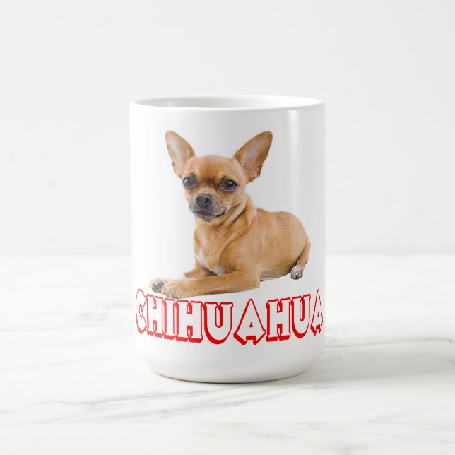 Big Ear Chihuahua Puppy Dog Red Coffee Mug (Center)