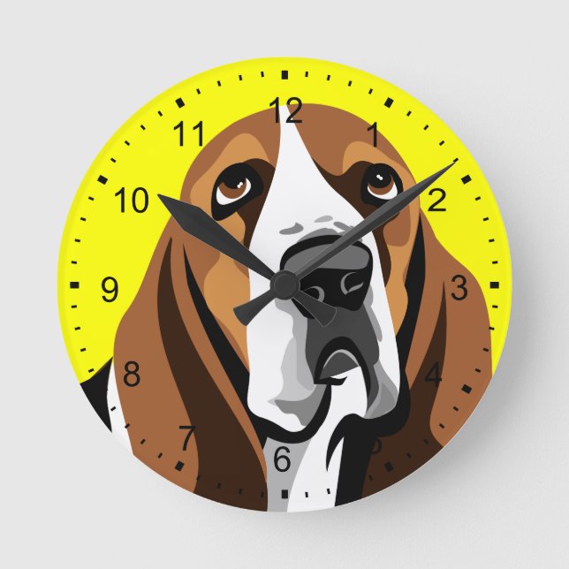Big Ears Basset Hound Round Clock (Front)