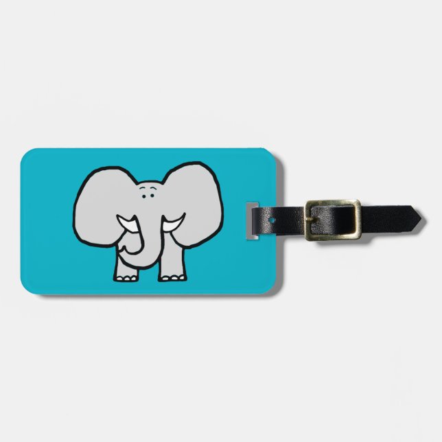 Big Ears the Elephant Blue Luggage Tag (Front Horizontal)