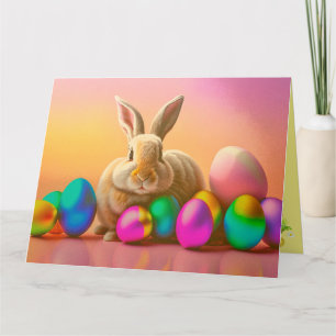 Big Easter Bunny With Colourful Eggs Collection Card