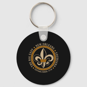 Big Easy New Orleans Louisiana Fleur De Lis Establ Keychain