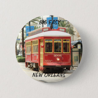 BIG EASY, NEW ORLEANS STREETCAR 2 INCH ROUND BUTTON
