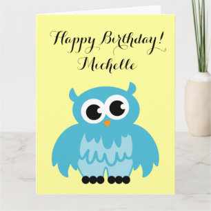 Big extra large Birthday card   cute owl cartoon