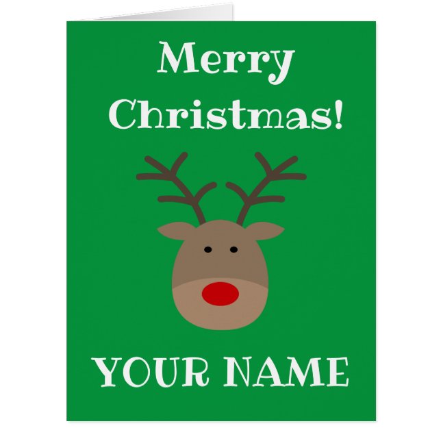 Big extra large Christmas card with cute reindeer (Front)