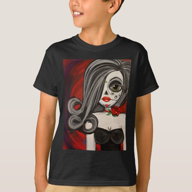 Big Eye Art Day of the Dead Sugar Skull T-Shirt (Front)