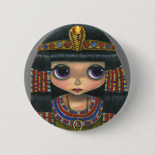 Big Eye Cleopatra Girl Doll Cute 2 Inch Round Button