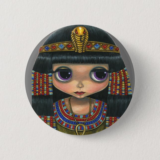 Big Eye Cleopatra Girl Doll Cute 2 Inch Round Button (Front)