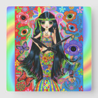 Big Eye Hippie Mermaid Girl Peace Sign 1960s '70s