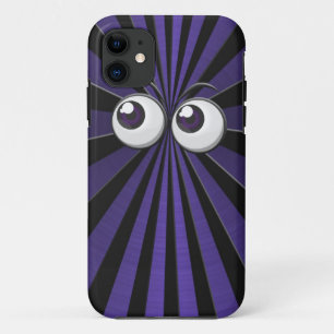 Big Eyeballs On Black and Purple Starburst iPhone 11 Case