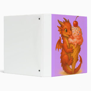 Big eyed baby fire dragon ice cream fantasy art binder