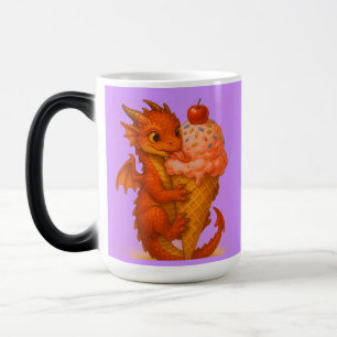 Big eyed baby fire dragon ice cream fantasy art magic mug