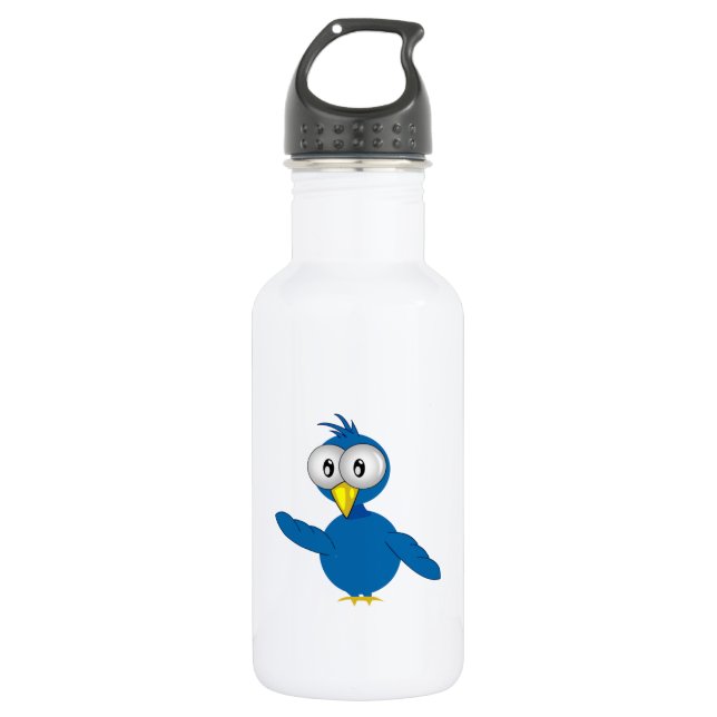 Big-Eyed Blue Cartoon Bird 532 Ml Water Bottle (Front)