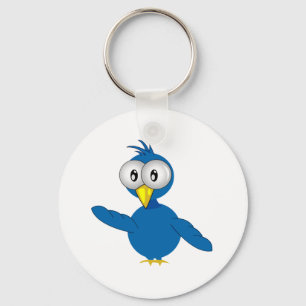 Big-Eyed Blue Cartoon Bird Keychain