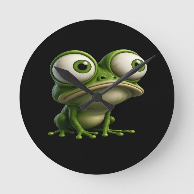 Big-Eyed Cartoon Frog Round Clock (Front)