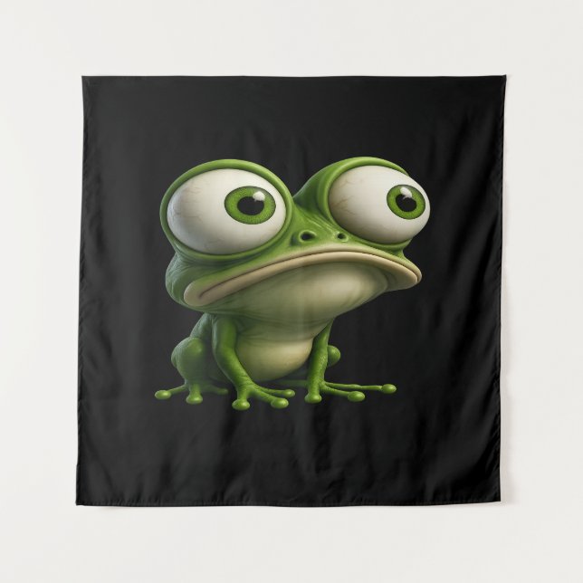 Big-Eyed Cartoon Frog Tapestry (Front)
